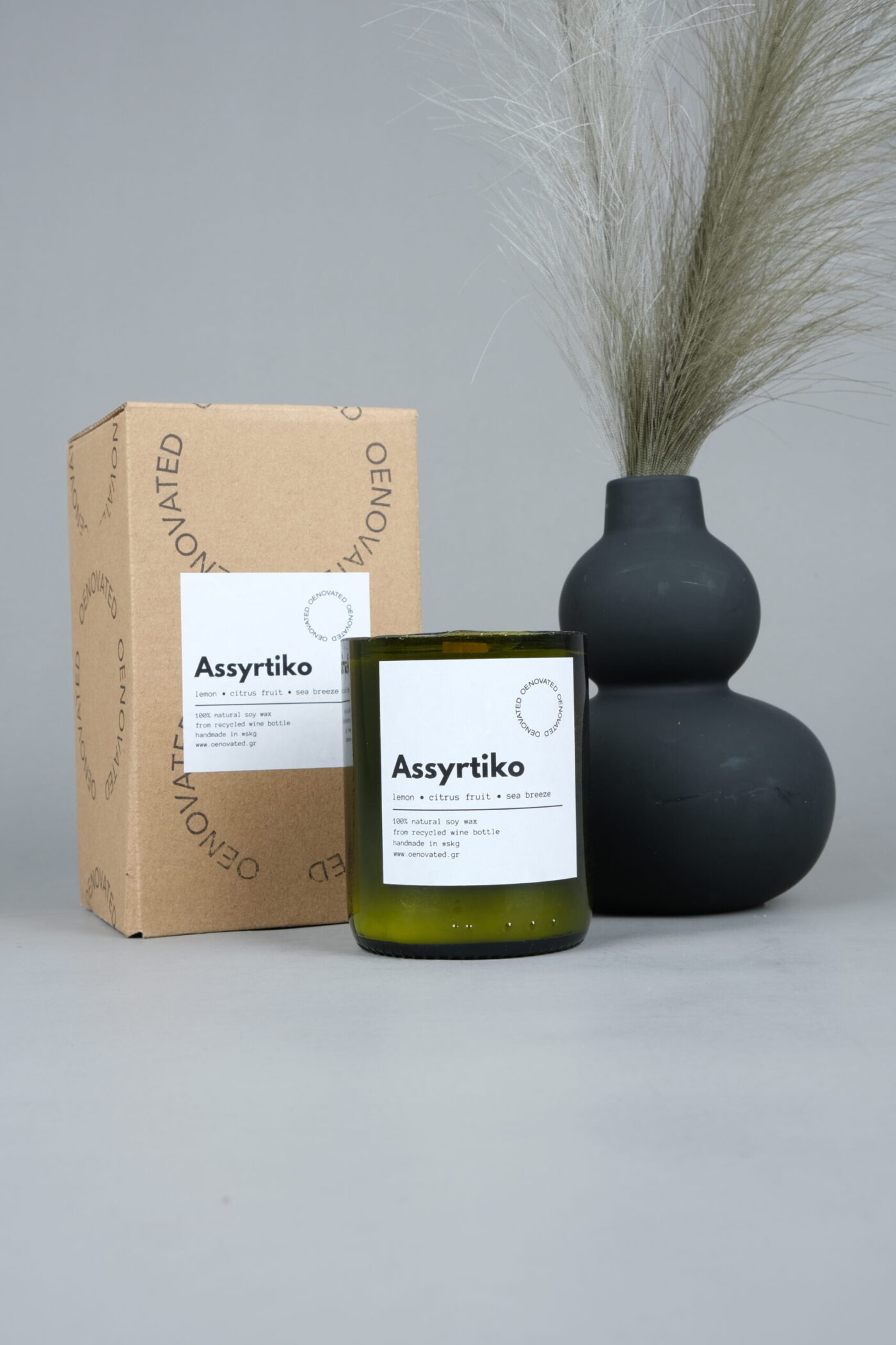 Assyrtiko soy wine-candle