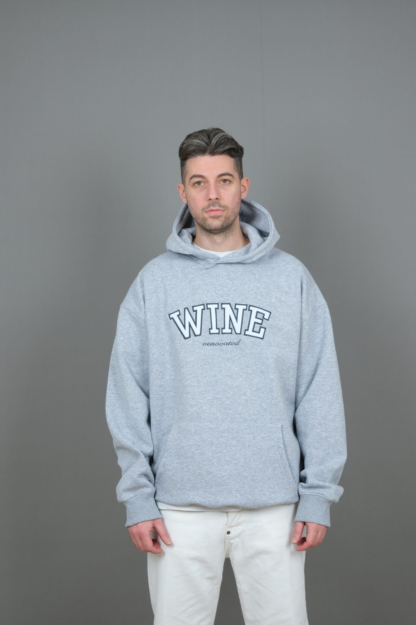 ''WINE'' oenovated heather grey hoodie - Image 4
