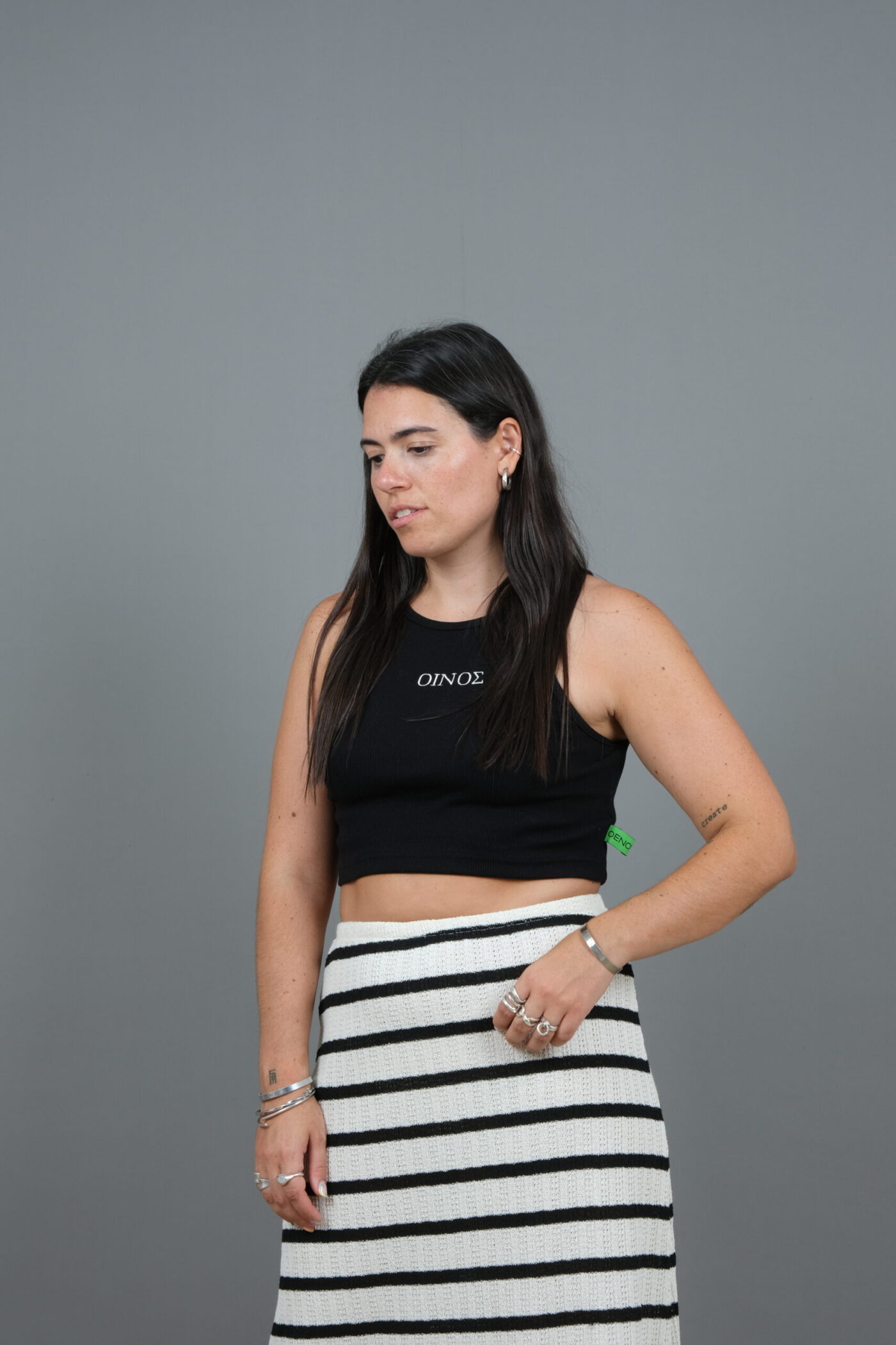 ''ΟΙΝΟΣ'' ribbed tank top - black - Image 6