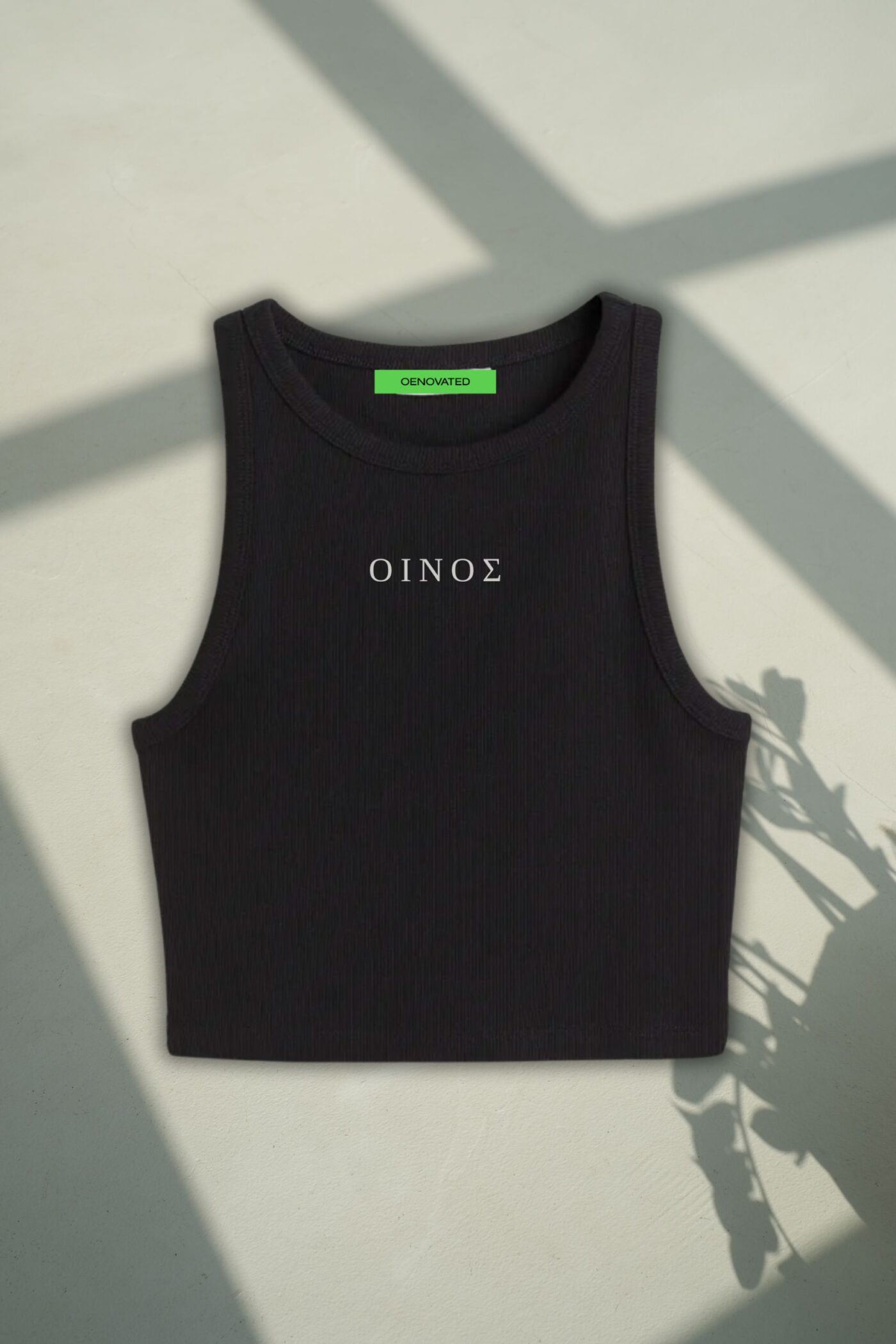 ''ΟΙΝΟΣ'' ribbed tank top - black