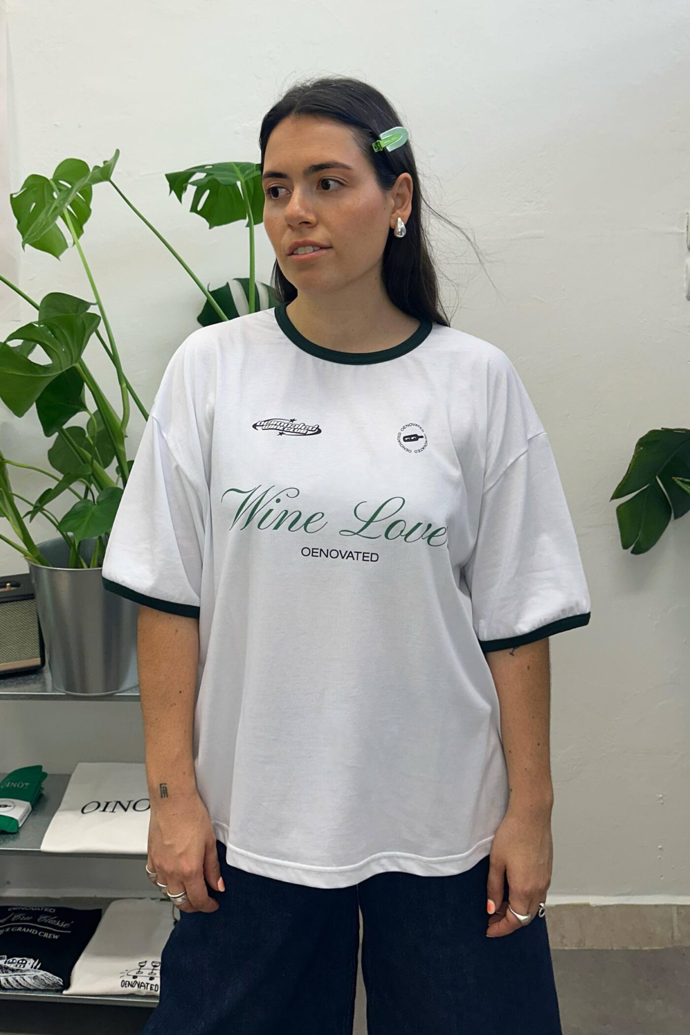 ''Wine Lover'' white boxy t-shirt